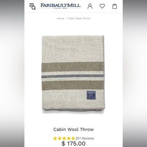 NWOT Faribault Woolen Mill Co. Cabin Wool Throw Blanket